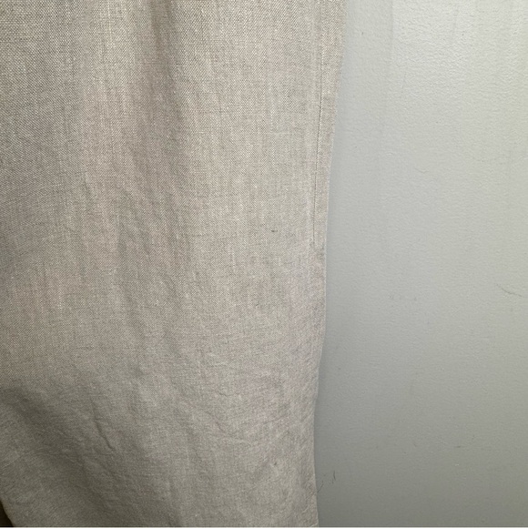 Sandro Sportswear Tan 100% Linen Wide Leg Pants Rope Belt Size 10 Nautical - Picture 8 of 16